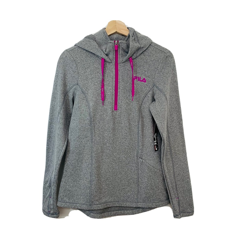 Fila Sport‎ 1/4 Zip Fitted Sweatshirt Woman XS Gray  Activewear  Stretch New
